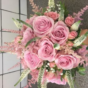 Pink Rose Hand Tied Bridal Bouquet – Price on Request